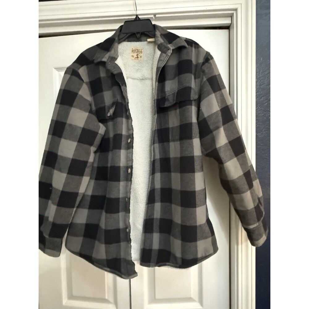 REDHEAD SHERPA LINED FLANNEL SHIRT JACKET SHACKET MEN MEDIUM GREEN BUFFALO PLAID